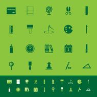 General stationary color icons on green background