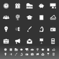 School icons on gray background