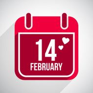 Valentines day flat calendar icon 14 february