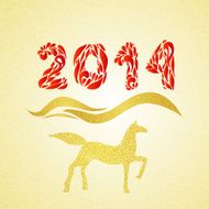 New year gold horse silhouette