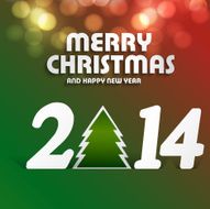 New year 2014 colorful for merry christmas tree vector illustration