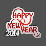 Beautiful happy new year 2014 stylish text colorful vector