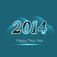 Beautiful text happy new year 2014 shiny blue colorful background