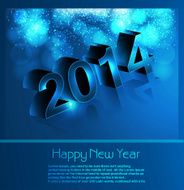 Beautiful blue hapyy new year 2014 shiny background vector