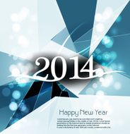 Vector Happy New Year 2014 blue colorful swirl wave