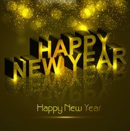 Happy new year shiny text reflection colorful background vector