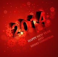 Vector Happy New Year 2014 reflection creative red colorful background