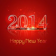 New Year 2014 reflection colorful stylish holiday greeting card design