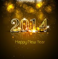 Celebration shiny colorful card New Year 2014 reflection design vector