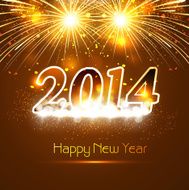New year for shiny 2014 celebration bright colorful background card