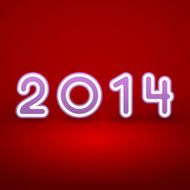 On red background 2014 with white and pink figures circuit