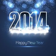 New year 2014 shiny blue colorful fantastic background vector