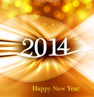 New Year 2014 colorful stylish holiday greeting card wave background