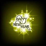 Happy New Year text shiny stars colorful background vector