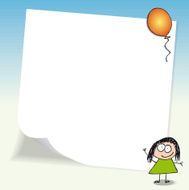 Cartoon girl sticker paper with balloon