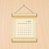 May 2014 calendar on wood wall