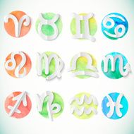Watercolor circle zodiac design elements
