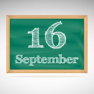 September 16 inscription in chalk on a blackboard