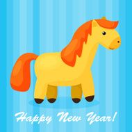 New year background with funny cartoon horse N2