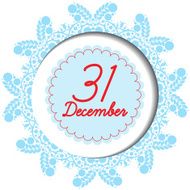 Snowflake christmas card with banner and lace on white N3