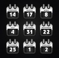 Set web calendar icons metal surface - first