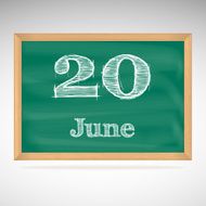 June 20 inscription in chalk on a blackboard
