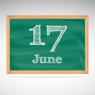 June 17 inscription in chalk on a blackboard