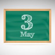 May 3 inscription in chalk on a blackboard