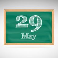 May 29 inscription in chalk on a blackboard