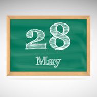 May 28 inscription in chalk on a blackboard