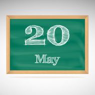 May 20 inscription in chalk on a blackboard