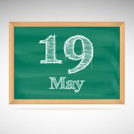 May 19 inscription in chalk on a blackboard