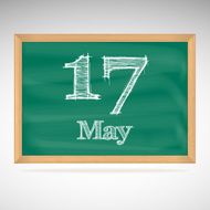 May 17 inscription in chalk on a blackboard