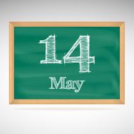 May 14 inscription in chalk on a blackboard