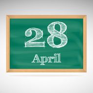 April 28 inscription in chalk on a blackboard