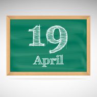 April 19 inscription in chalk on a blackboard