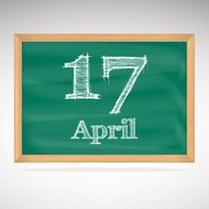April 10 inscription in chalk on a blackboard