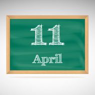 April 11 inscription in chalk on a blackboard