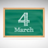 March 4 inscription in chalk on a blackboard