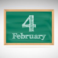 February 4 inscription in chalk on a blackboard