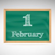 February 1 inscription in chalk on a blackboard