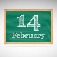 February 14 inscription in chalk on a blackboard