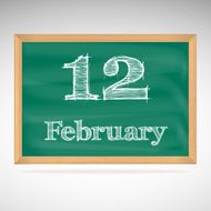 February 12 inscription in chalk on a blackboard