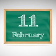 February 11 inscription in chalk on a blackboard