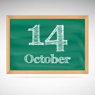 October 14 inscription in chalk on a blackboard
