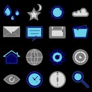 Design useful web icons on black background