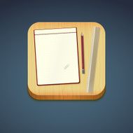 Mobile app icon - pencil wood board notebook