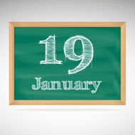 January 19 inscription in chalk on a blackboard