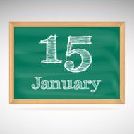 January 15 inscription in chalk on a blackboard