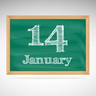 January 14 inscription in chalk on a blackboard
